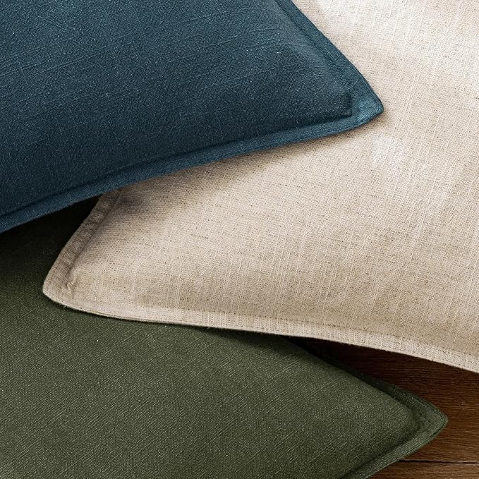 EMEMA Decorative Linen Throw Pillow Covers 24x24 Inch Dark Olive Green Boho - Image 7