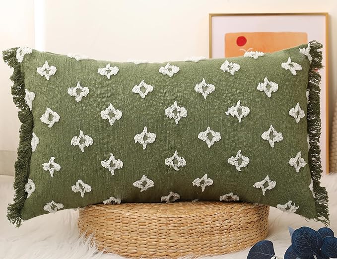 Boho Long Lumbar Pillow Cover 14x26 by DRNOU