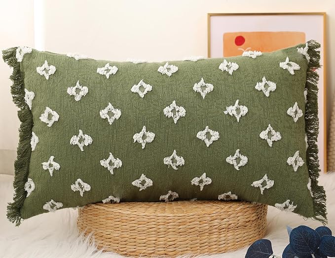 Boho Long Lumbar Pillow Cover 14x20 by DRNOU