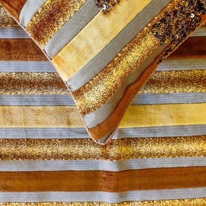 The HomeCentric King/Queen/Twin Gold & Brown Decorative Queen 74"x18" Bed Runner - Image 4