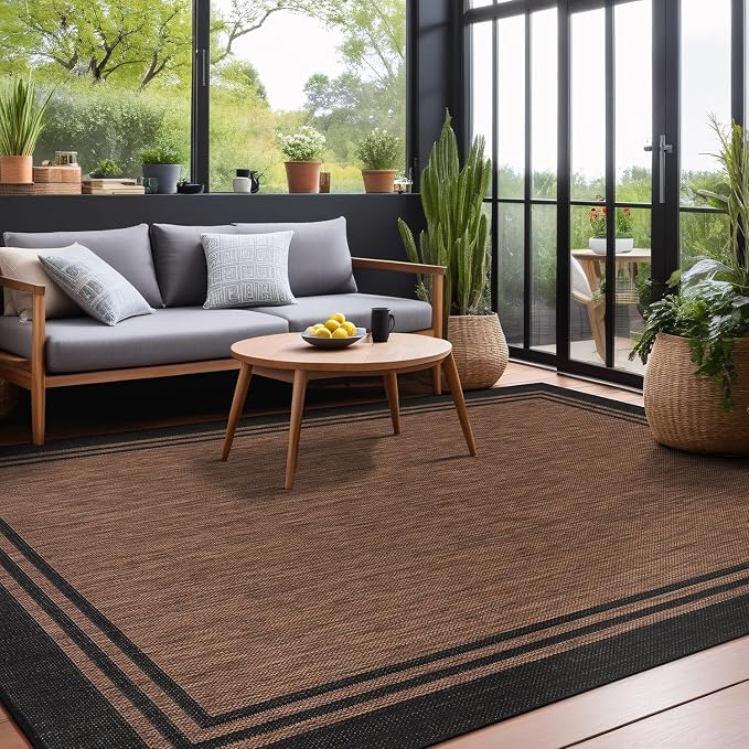 Bordered Outdoor Rug 5x7 Washable Outside Carpet - Image 10