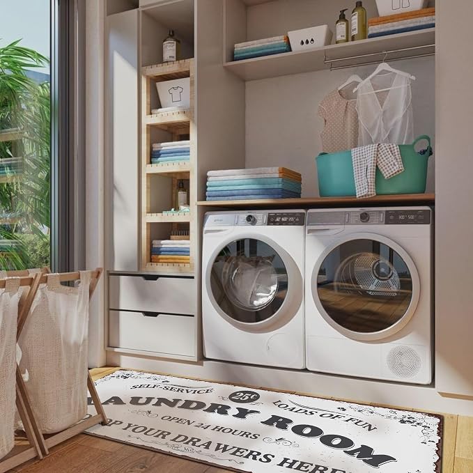 Zoke Laundry Room Rug Runner Stylish Non-Slip Laundry Room Mat 20"x47" - Image 5