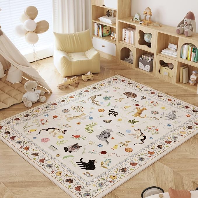 Rugcomf Area Rugs 9x12 Living Room Clearance Washable Boho Rug Non Slip Floral - Image 5