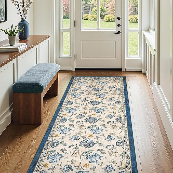 jinchan Elora 3x8 Floral Runner Rug by JINCHAN