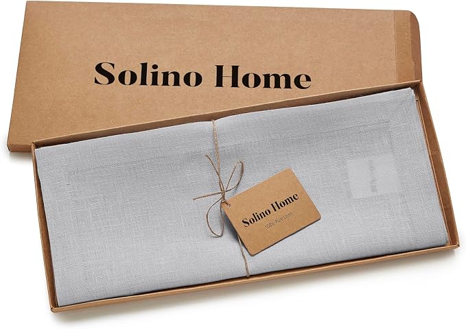 Solino Home Linen Soft Grey Table Runner 120 Inches Long - Image 5