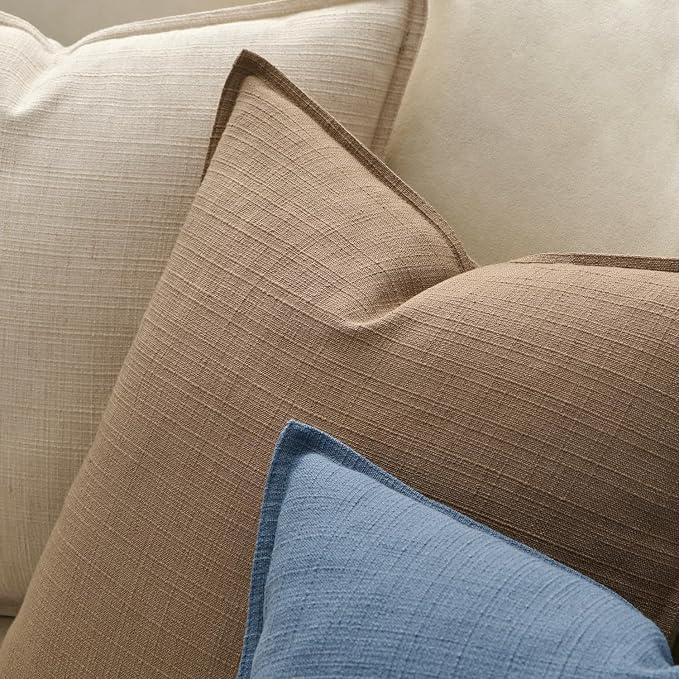 MIULEE 24x24 Decorative Euro Sham Pillow Covers, 2 Pack Large Boho Farmhouse - Image 3