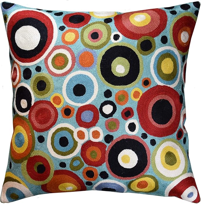 Turquoise Polka Dots Decorative Pillow Cover Contemporary Pillowcase Blue by Kashmir+Designs