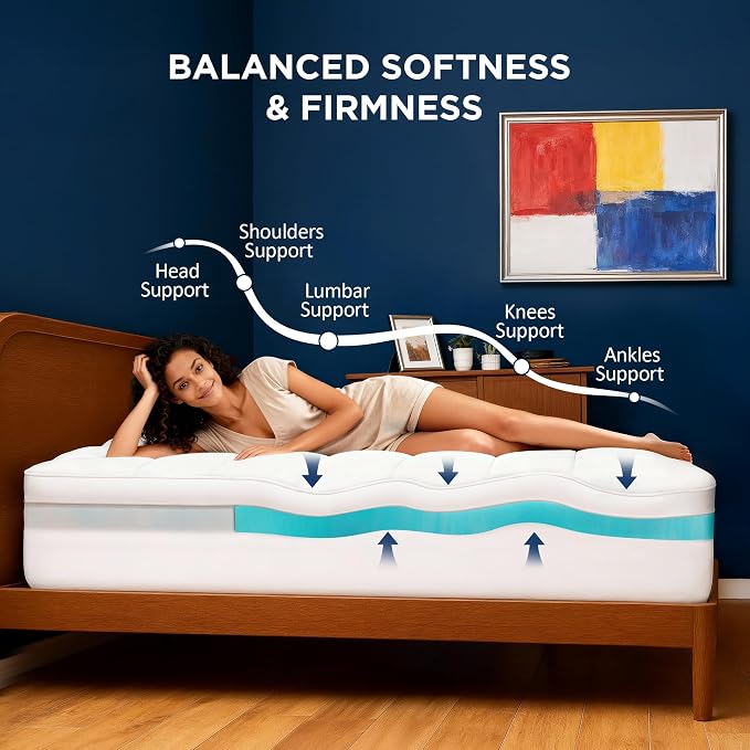 Twin Size Dual Layer 4 Inch Memory Foam Mattress Topper, 2 Inch Cooling Gel - Image 4