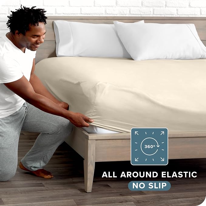 Bare Home Fitted Bottom Sheet Short Queen Size - Image 3