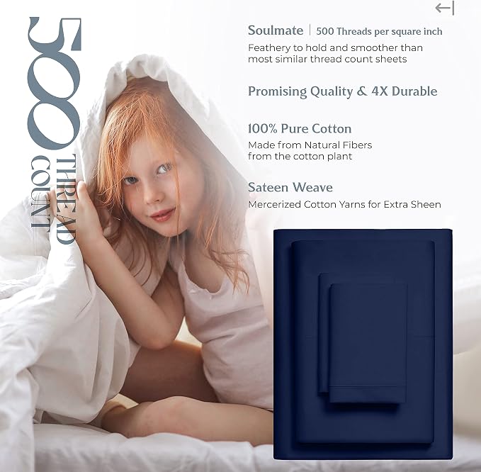 Mayfair Linen 500 Thread Count Twin Cotton Sheets - Image 5