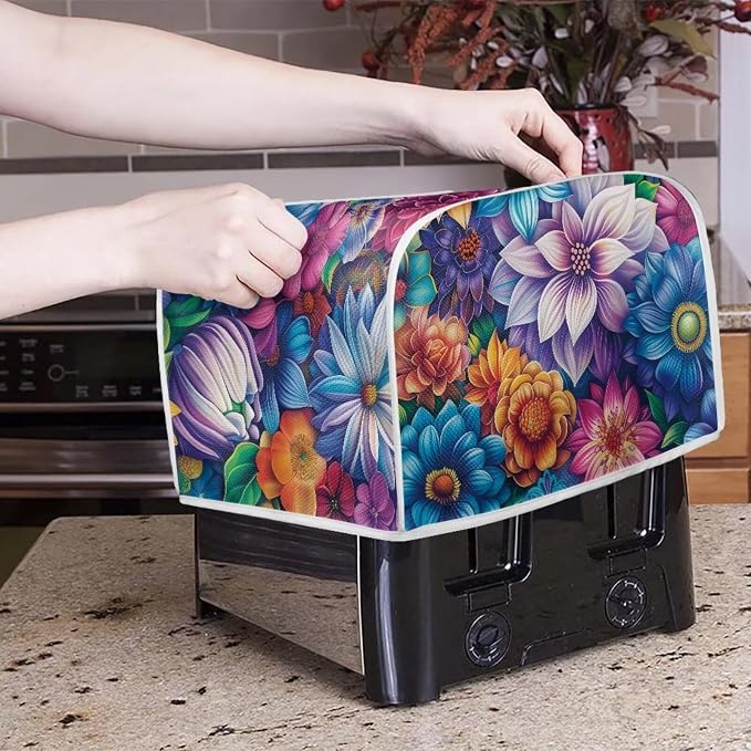 Bright Blossoms Kitchen Blender Cover Toaster Cover Boho Mandala Floral 4 Slice - Image 5