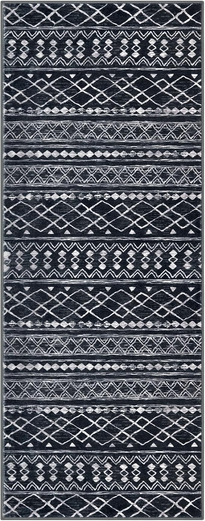 KUTA Boho Vintage Hallway Runners 2x5 ft Black Moroccan Washable Runner Rug - Image 8