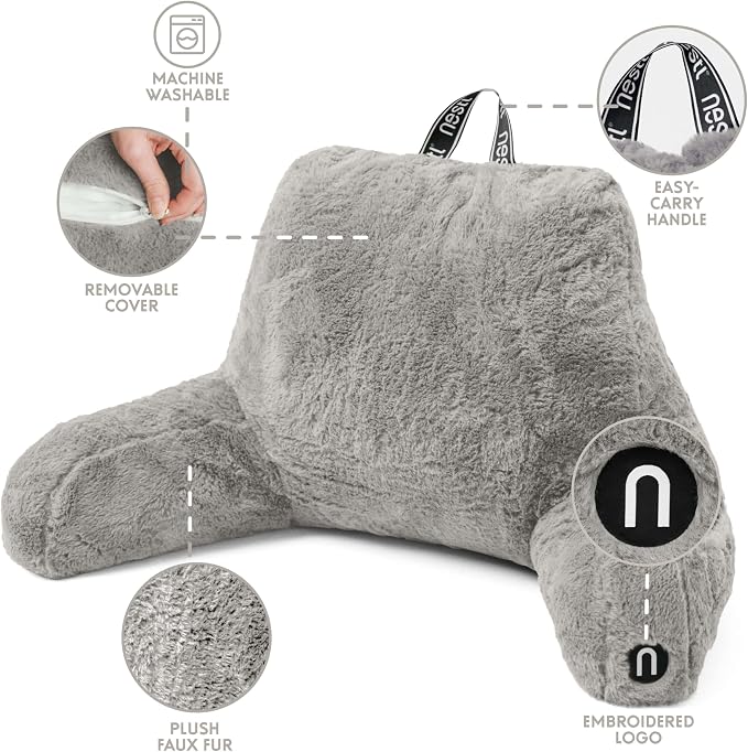Nestl Fur Reading Pillow with Shredded Memory Foam, Stylish Back Pillow - Image 4