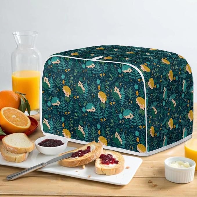 Flowers Hedgehog Printed 2 Slice Kitchen Machine Covers, Dustproof Toaster - Image 5