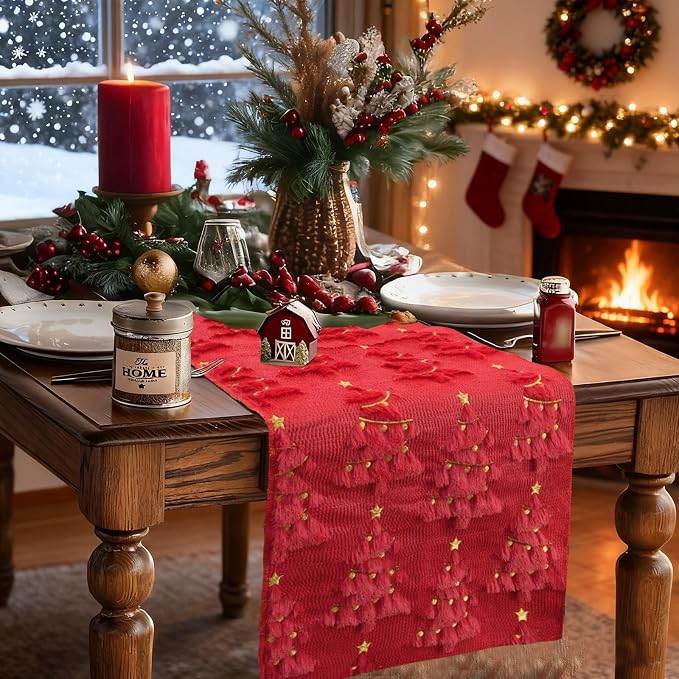 IVAPUPU Christmas Table Runner for Winter Holiday by IVAPUPU