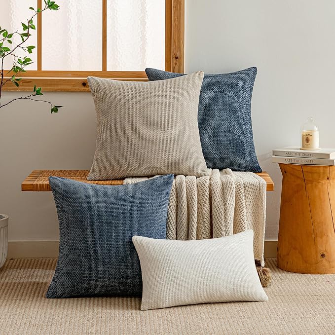 a moment Taupe Chenille Throw Pillow Covers 12x20 Inch Pack of 2 Modern - Image 6