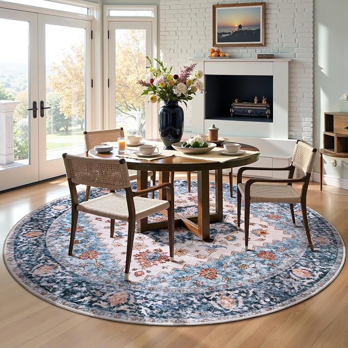 SERISSA Boho Round Area Rug, 6ft Washable Non-Slip Circle Rug, Ultra Soft - Image 2