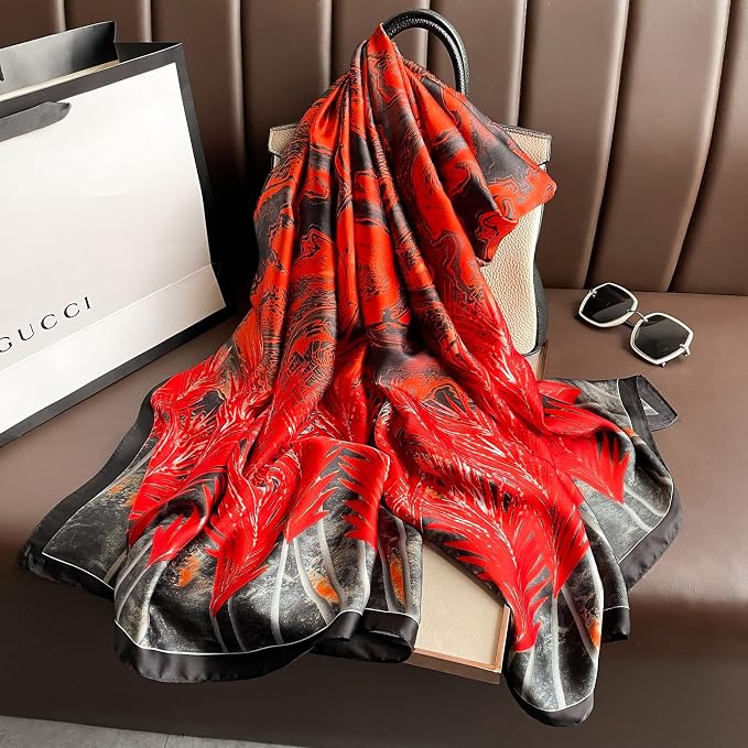 Fashion Scarves Scarf 100% Silk Feeling Scarf Silk Like Scarves Long - Image 3