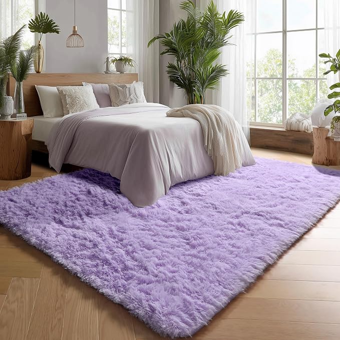 ONASAR Purple Rugs for Living Room Bedroom, 5x8 Washable Fluffy Bedside Area Rug - Image 4