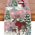 Artscope Reindeer Snowman Christmas Tree Table Runner, Xmas Winter Snowflakes by Artscope