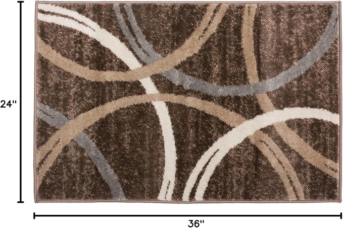 Rugshop Modern Wavy Circles Design Accent Rug, Non-Shedding Carpet - Image 2