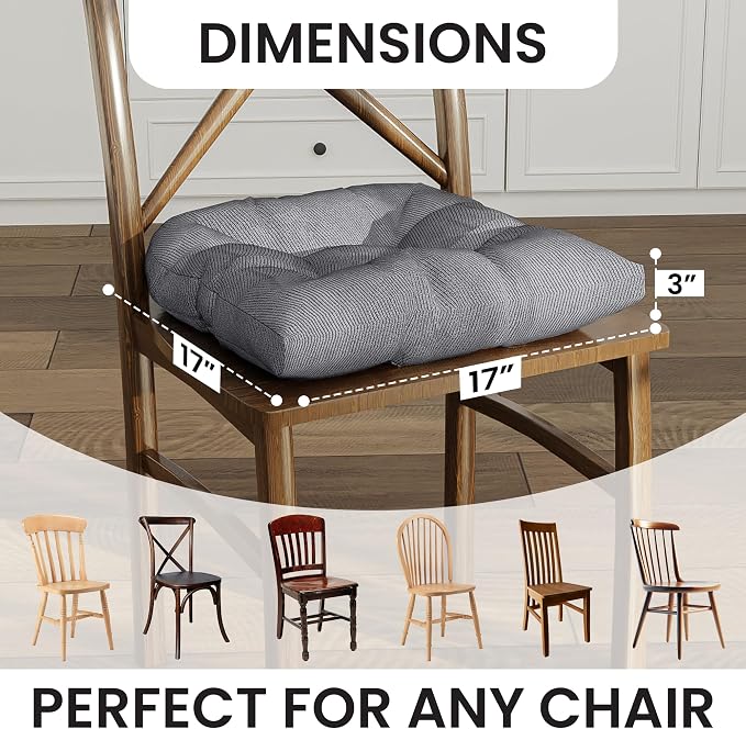 Klear Vu Gripper Overstuffed Universal Non-Slip Dining Chair Cushions - Image 3