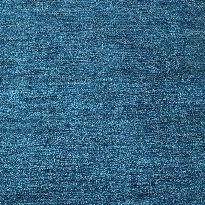 Rugsotic Carpets Hand Knotted Gabbeh Wool 2'6''x10' Runner Rug Solid Blue L00111 - Image 4