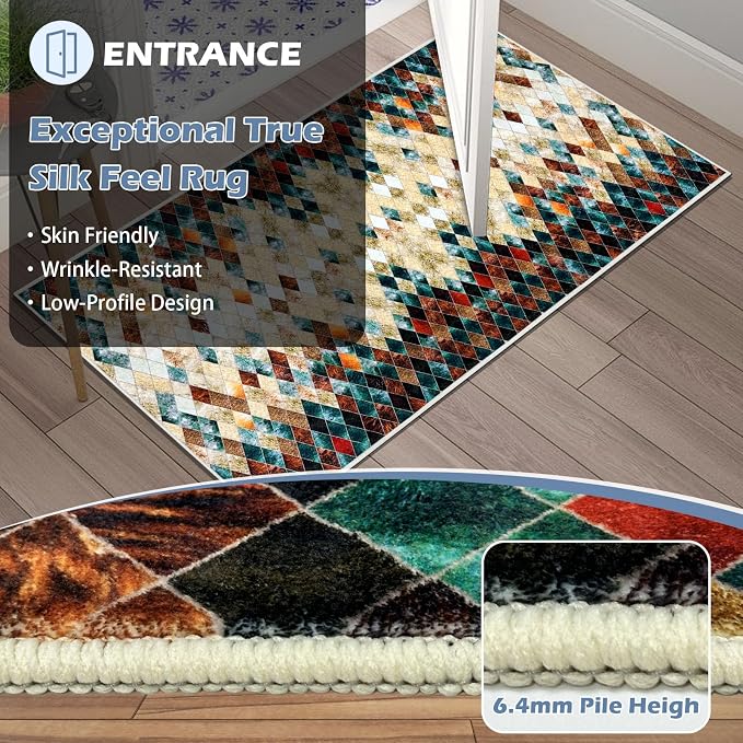 Runner Rug Washable 2x6 FT, Non Slip Rubber Backing Abstract Carpet, Soft Area - Image 6