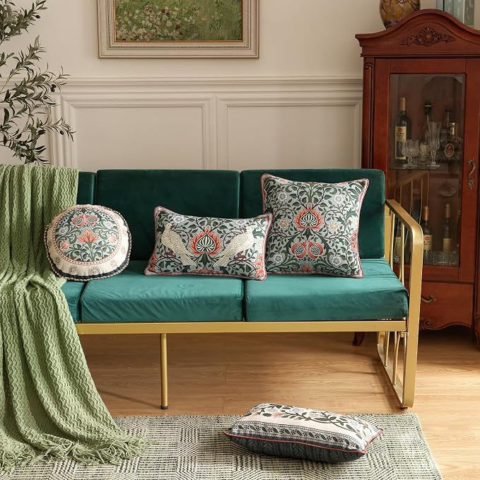 ISAENNE Designer William Morris Rectangular Throw Pillow Covers 12x20 Pack of 2 - Image 8
