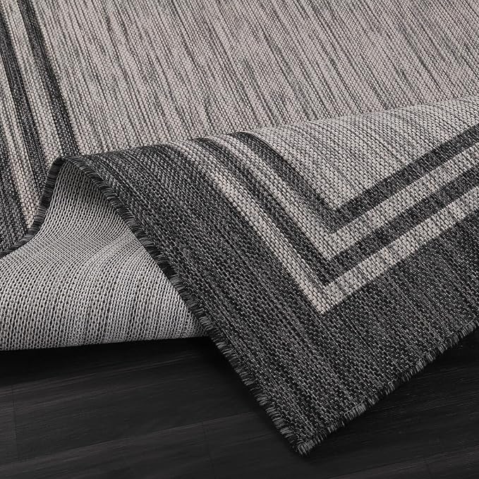 Bordered Outdoor Rug 5x7 Washable Outside Carpet - Image 4
