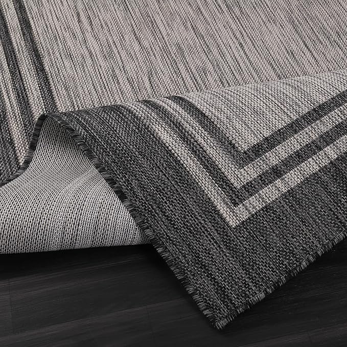 Bordered Outdoor Rug 6x9 Washable Outside Carpet - Image 4