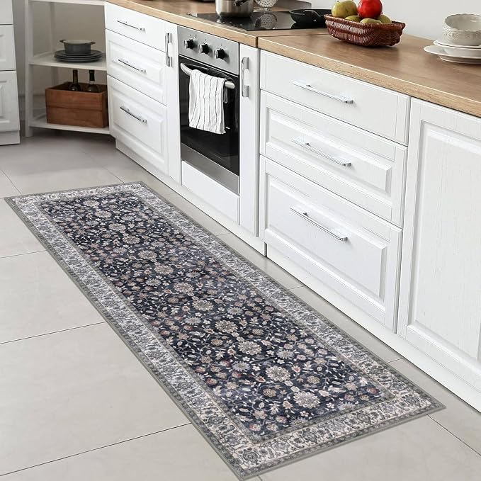 KUTA Runners for Hallways 2x6, Vintage Floral Rug Non-Slip Washable Kitchen - Image 2