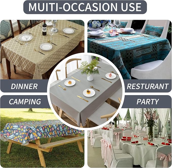 Square Table Cloth, 100% Waterproof Tablecloth Oil Proof Spill Proof Vinyl - Image 5
