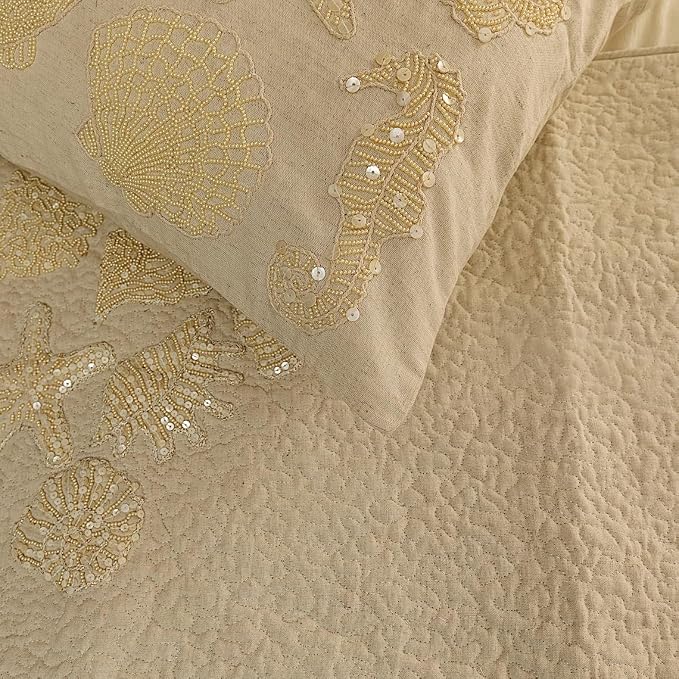 The HomeCentric King Queen Twin Beige Handmade Twin 53"x18" Bed Runner - Image 3