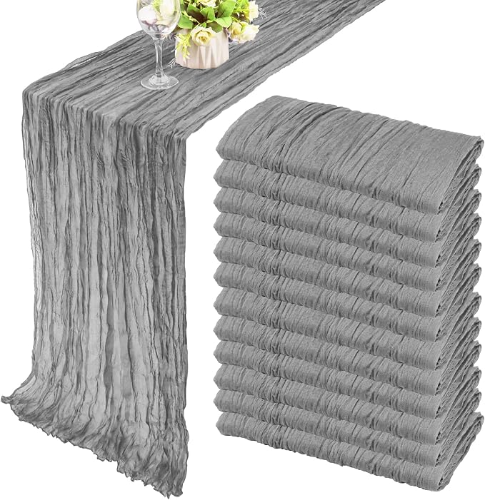 Fivenl 12 Pack Cheesecloth Table Runner 35x72 Inch Boho Gauze Table Runner by Fivenl