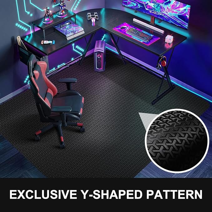Office Chair Mat for Hard Floor, Unique Y-Shaped Pattern Floor Protector Rug - Image 2