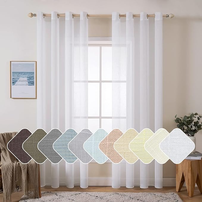 MIULEE Natural Linen Sheer Window Curtains by MIULEE