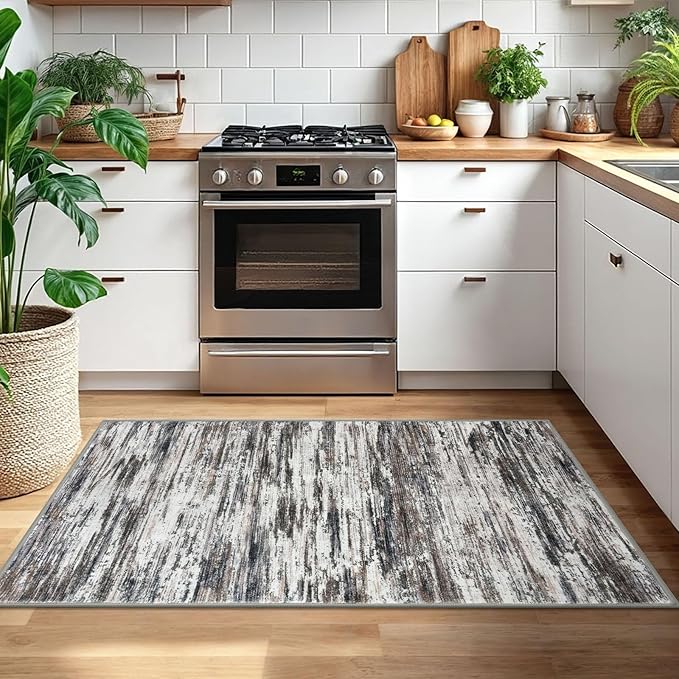3x5 Modern Abstract Area Rug for Entryway, Low-Pile Door Mat Indoor for Living - Image 2