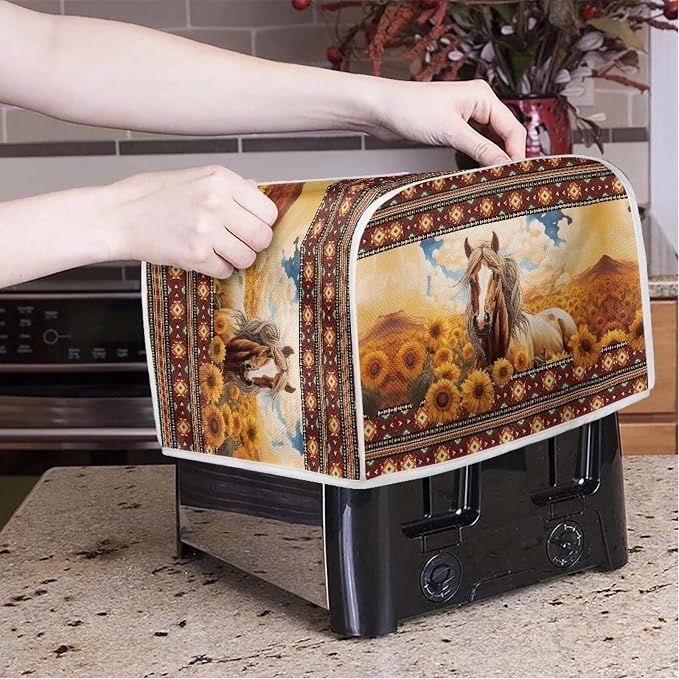 Aztec Horse Sunflower Printed Oven Cover Toaster Cover - Image 3
