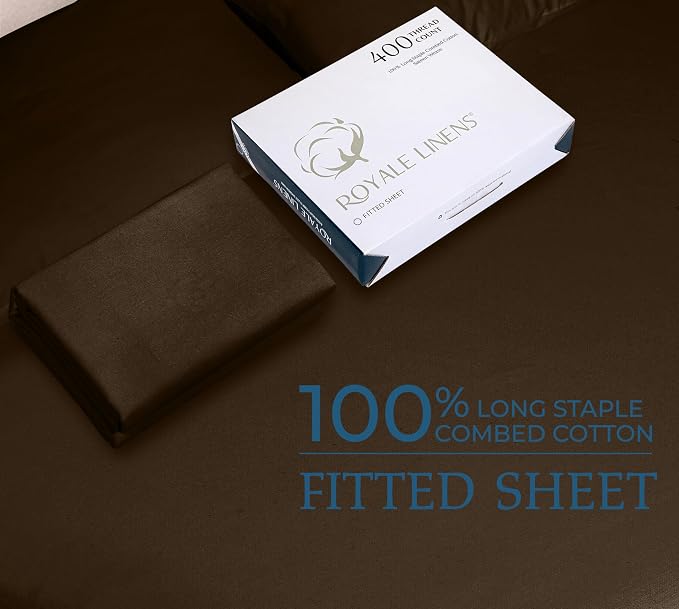 Royale Linens 400 Thread Count 100% American Grown Cotton Fitted Sheet Queen - Image 9