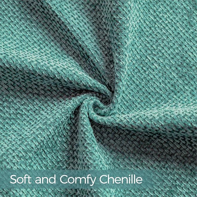 a moment Teal Chenille Throw Pillow Covers 20x20 Inch Pack of 2 Modern - Image 4