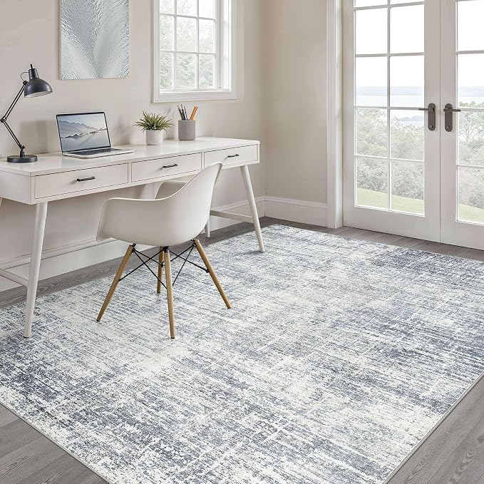 4x6 Rug Washable Area Rugs: Neutral Abstract Soft Modern Stain Resistant Small - Image 5