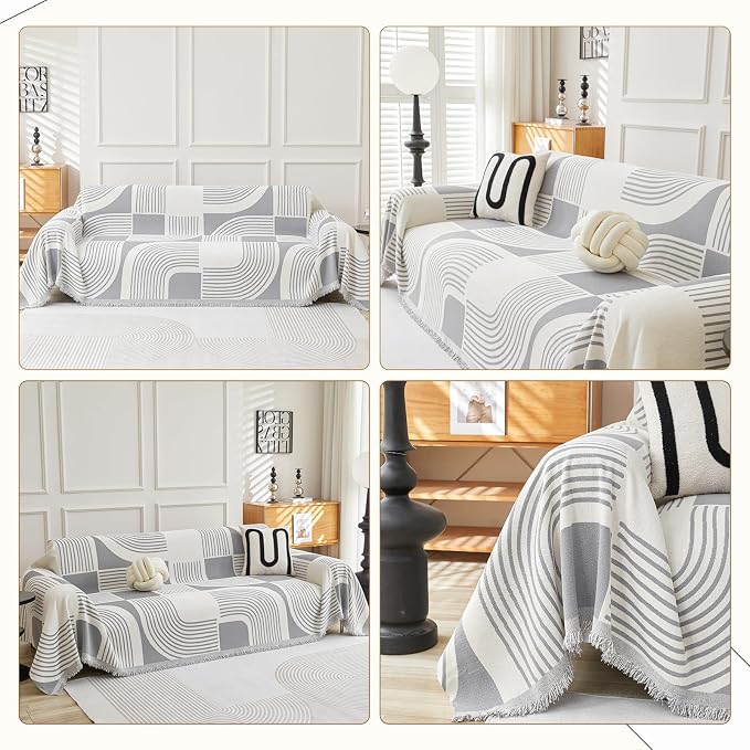 Boho Couch Cover Sofa Covers Washable, Chenille Couch Covers - Image 2