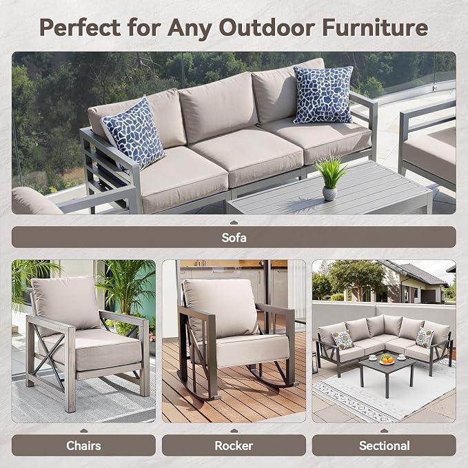 Luxury 6" Outdoor Cushions for Patio Furniture, Fade Resistant Couch Chair - Image 7
