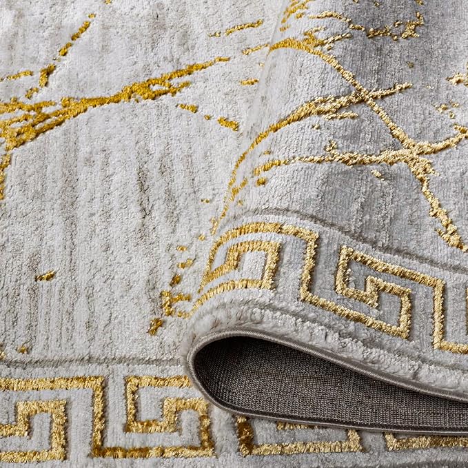 GLORY RUGS Area Rugs Marble 8x10 Cream Gold Carpet Modern Abstract Rug Living - Image 4
