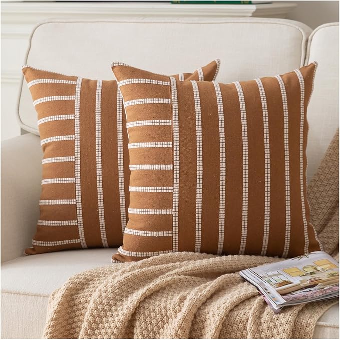 Caflife Boho Throw Pillow Covers 20x20 Set of 2 Soft Farmhouse Decorative Couch by Caflife