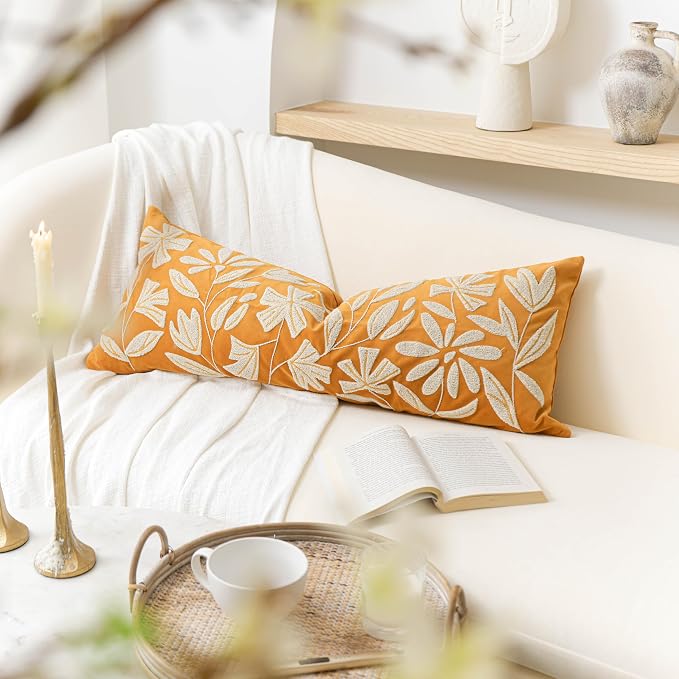 BlissBlush Fall Throw Pillow Cover 14x36 Long Body Lumbar Throw Pillow - Image 3