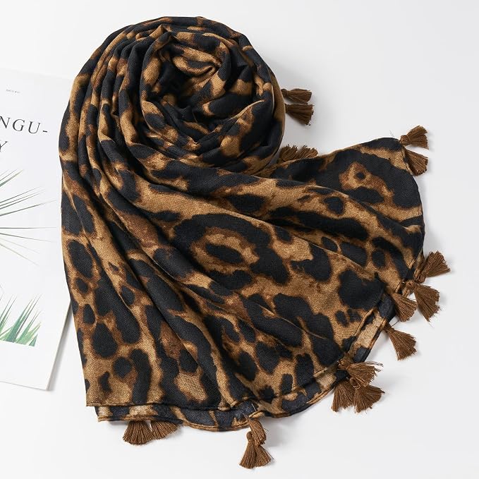 Scarf for Women Lightweight Soft Floral Leopard Printed Scarves Fall Winter - Image 4