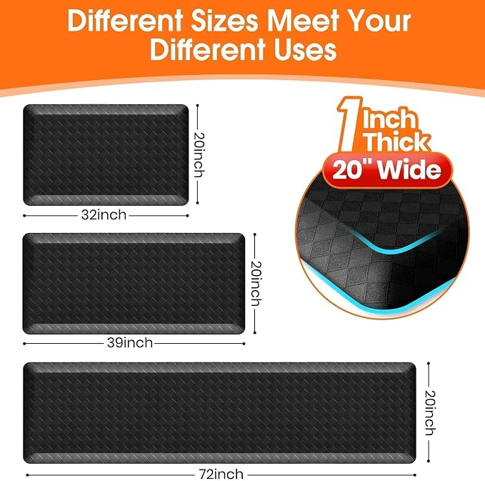 StepRite 1” Thick Kitchen Mats for Floor, Anti Fatigue Kitchen Rugs, Heavy Duty - Image 9