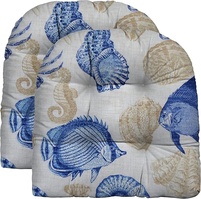 RSH DECOR: Tufted U-Shape Wicker Seat Cushions Set of 2 | 19” x 19” | by RSHDECOR